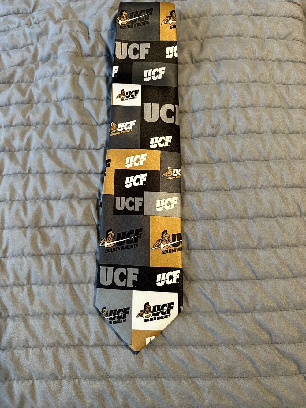Ralph Marlin UCF Checkerboard Tie in Black, Gold, Gray, White